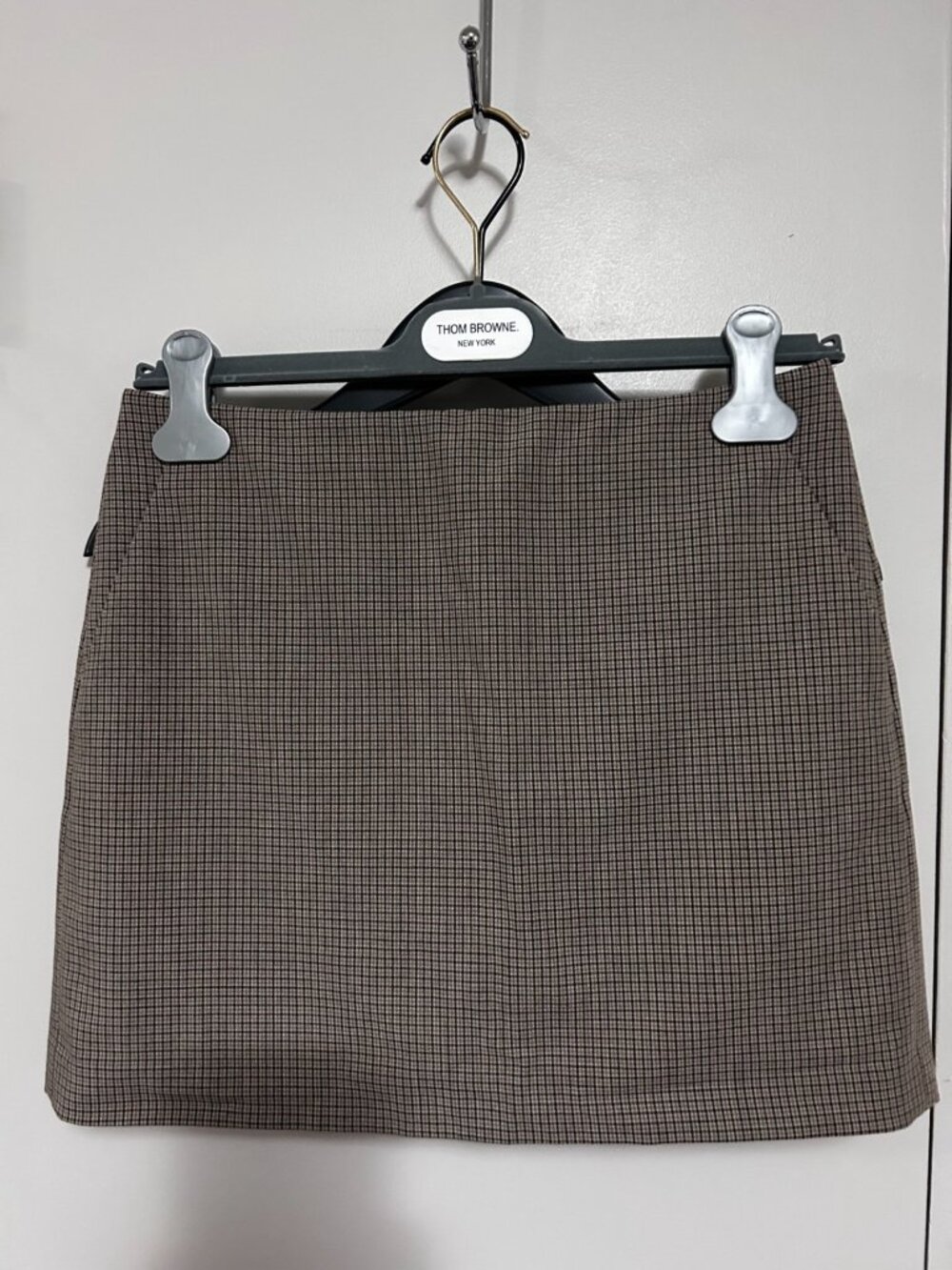 Uniqlo Gray Plaid Mini Skirt Houndstooth Back Zip Lined Women's S